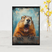 Scream Groundhog - Künstlerischer Groundhog Day Mä Karte (Gelbe Blume)