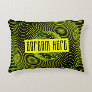 Scream Here Neon Gelbe Optische Akzent-Kissen Dekokissen