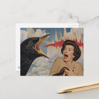 Screaming Black Bird und Retro Lady Postkarte