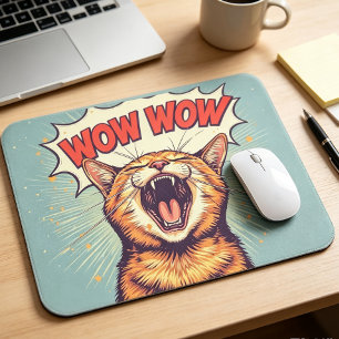 Screaming Cat Retro Pop Art Lustige Büro-Mauspad Mousepad