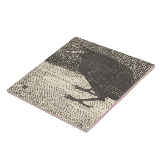 Screaming Crow (von Jan Mankes) Fliese (Seite)