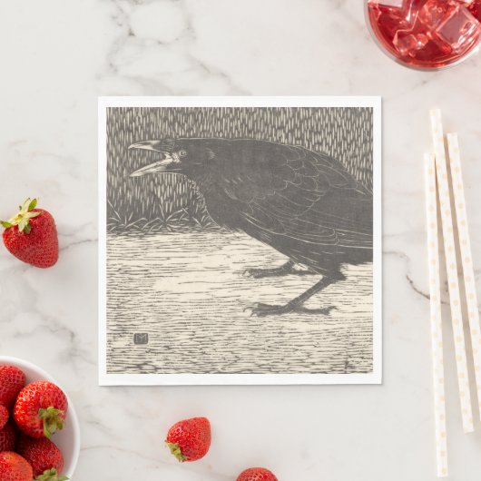 Screaming Crow (von Jan Mankes) Serviette (Beispiel)