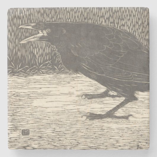 Screaming Crow (von Jan Mankes) Steinuntersetzer (Vorderseite)