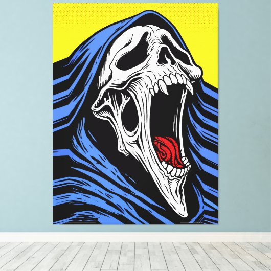 Screaming Hell Skull Pop Art Hooded Horror Leinwanddruck (Insitu (Holzboden))