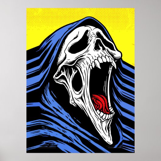 Screaming Hell Skull Pop Art Hooded Horror Poster (Vorne)