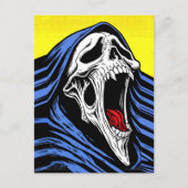 Screaming Hell Skull Pop Art Hooded Horror Postkarte (Vorderseite)