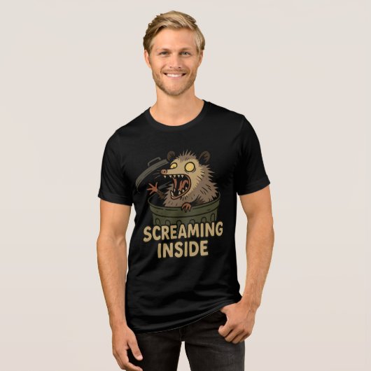 Screaming Inside Possum Tri-Blend Shirt (Vorderseite voll)