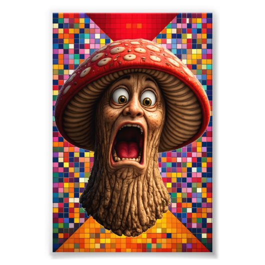 Screaming mushroom man graphic art print fotodruck (Vorne)