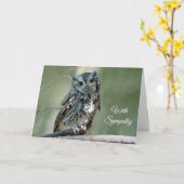 Screech Owl Tree Branch Foto Beileid Karte (Gelbe Blume)