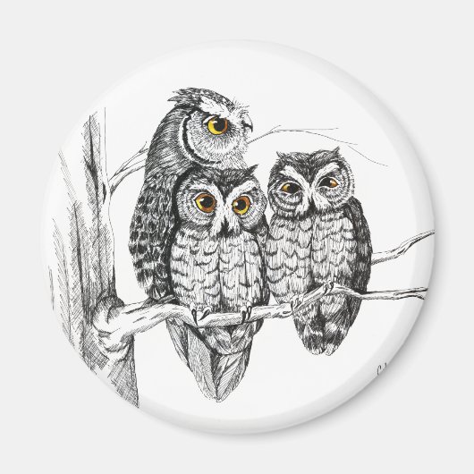 Screening Owl Family Magnet (Vorne)