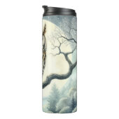 Screening Owl Wasserfarbe Kunst Thermosbecher (Nach rechts gedreht)