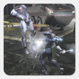 Screenshot: Cyborg vs Nightwing 3 Quadratischer Aufkleber