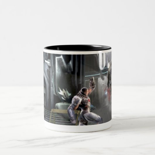 Screenshot: Cyborg vs Nightwing Zweifarbige Tasse (Mittel)