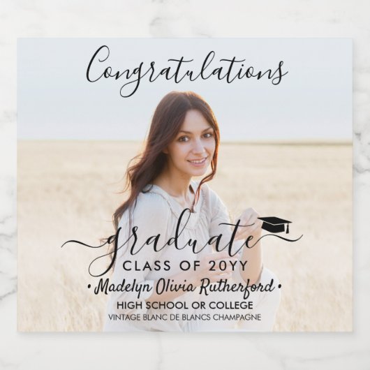 Screenshot Foto & Black Script Schaumweinetikett (Einzelnes Label)