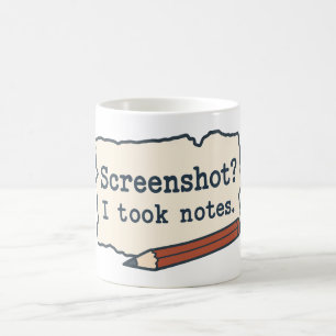 Screenshot? Ich habe Notizen gemacht. Handgeschrie Kaffeetasse