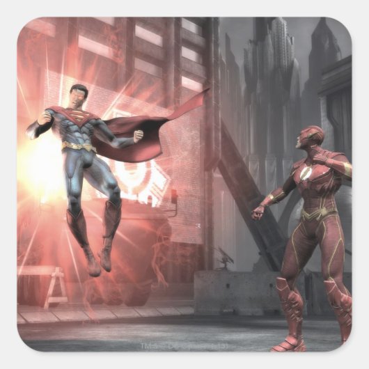 Screenshot: Superman vs Flash Quadratischer Aufkleber (Vorderseite)