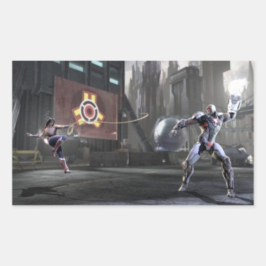Screenshot: Wonder Woman vs Cyborg 2 Rechteckiger Aufkleber (Vorderseite)