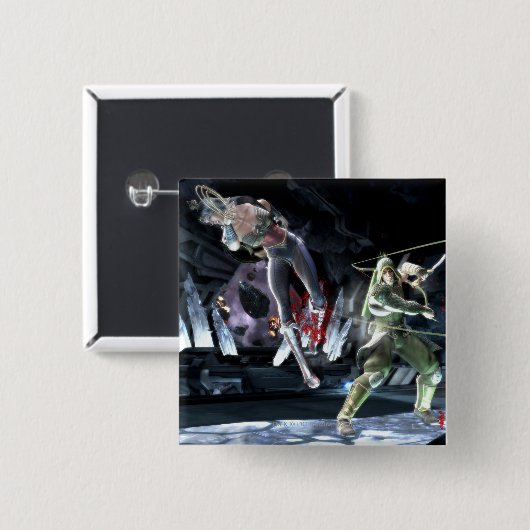 Screenshot: Wonder Woman vs Green Arrow Button (Vorne & Hinten)