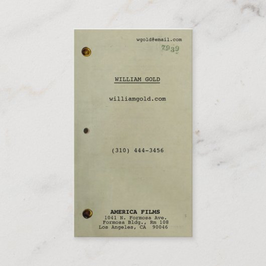 Screenwriter Vintag Visitenkarte (Vorderseite)