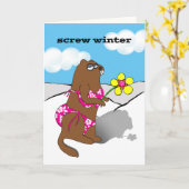 ScreWinter, sonniger Groundhog Day, Bikini Clad Karte (Gelbe Blume)