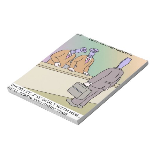 Screwy Salesman von Rick London Funny Notizblock (Rotiert)