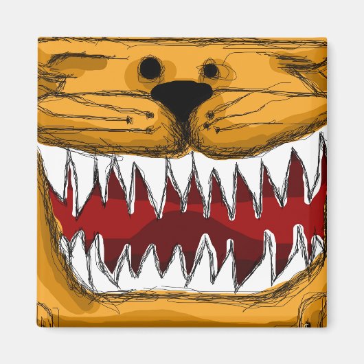 Scribbble Cat Teeth Smile Cartoon Magnet (Vorne)