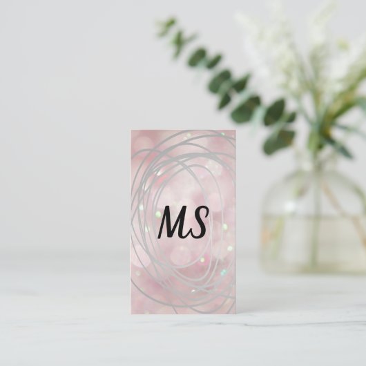 Scribble Artistic | Monogramm | Pink Boke Visitenkarte (Stehend Vorderseite)
