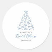 Scribble Blue Bow Christmas Tree Brautparty Runder Aufkleber (Vorderseite)