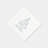 Scribble Blue Bow Christmas Tree Brautparty Serviette (Ecke)