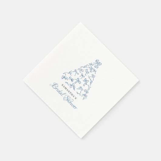 Scribble Blue Bow Christmas Tree Brautparty Serviette (Ecke)