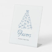 Scribble Blue Bow Christmas Tree Brautparty Sockelschild (Vorderseite)