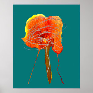 Scribble Blume abstrakte Aquarellblüte Poster