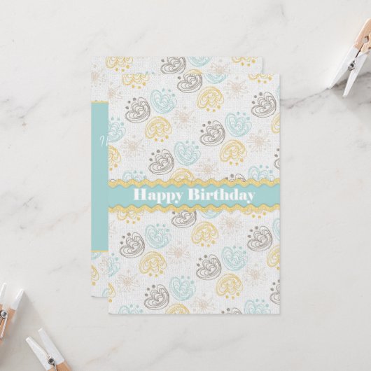 Scribble Blume zum Geburtstag glücklich Karte (Vorderseite/Rückseite Beispiel)