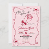 Scribble Bow Fresh off Market Brautparty Einladung (Vorderseite)