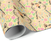 Scribble Cat Geschenkpapier Soft Cream Gelb (Rolleneckpunkt)