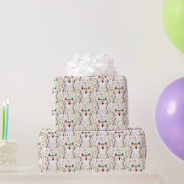 Scribble Cat Geschenkpapier Weiß
