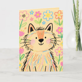 Scribble Cat Grußkarte Soft Warm Creme Karte