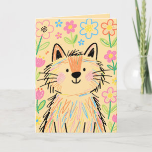Scribble Cat Grußkarte Soft Warm Creme Karte