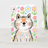 Scribble Cat Grußkarte Weiß Karte (Vorderseite)