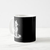 Scribble Cat Minimal Line Art Japanese Kaffeetasse (Vorderseite Links)