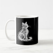 Scribble Cat Minimal Line Art Japanese Kaffeetasse (Links)