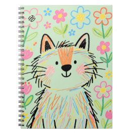 Scribble Cat Notizbuch Grün Notizblock