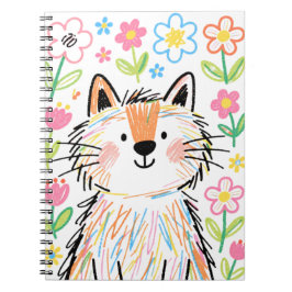 Scribble Cat Notizbuch Weiß Notizblock