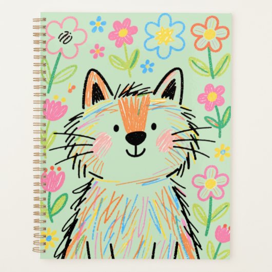 Scribble Cat Planer Grün (Vorderseite)