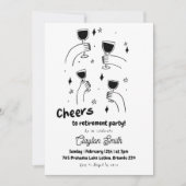 Scribble Cheers to Retirement Party Einladung (Vorderseite)
