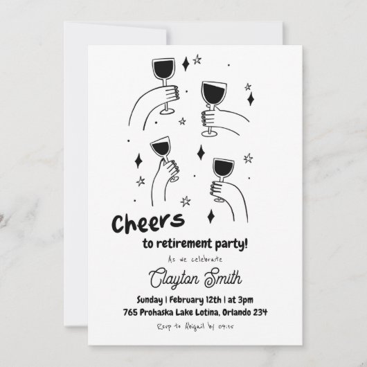 Scribble Cheers to Retirement Party Einladung (Vorderseite)