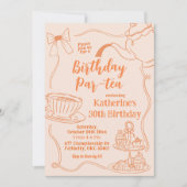 Scribble Coquette Birthday Par-Tea Einladung (Vorderseite)