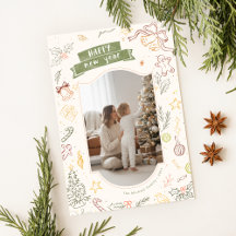 Scribble Doodle Whimsical Familien-Weihnachtsfoto