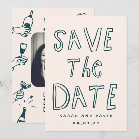 Scribble Funny Doodle Datum speichern Save The Date (Vorne/Hinten)