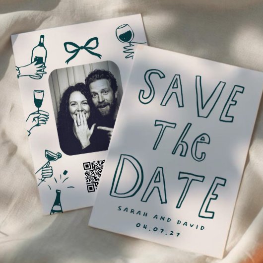 Scribble Funny Doodle Save the date Einladung
